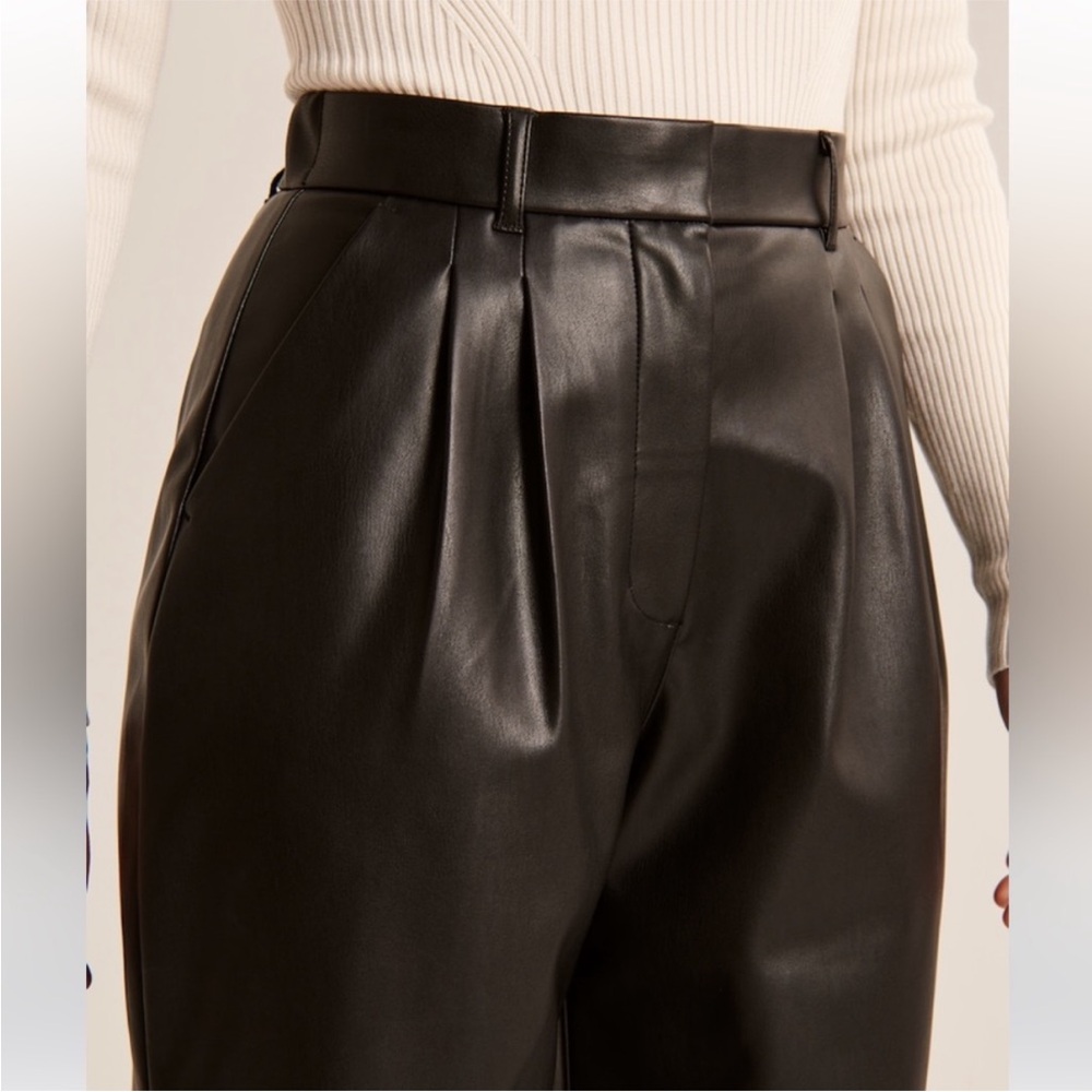 Abercrombie | Black Leather Women’s Wide Leg Pants - Picture 3 of 6